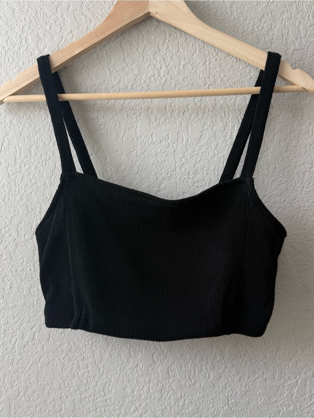 Zara Black Ribbed Crop Camisole